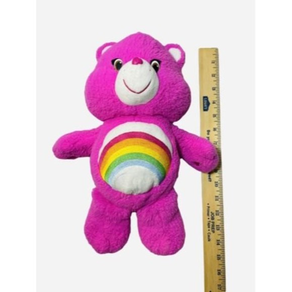 2015 Just Play Care Bears Cheer Bear Plush Stuffed Animal Pink Rainbow 14" - Picture 1 of 4